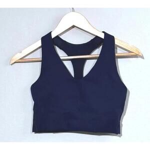 SPANX Sports Bra Size S Navy Medium Support Racerback Sporty Athleisure Workout